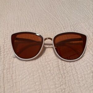 Claire's White Sunglasses with Brown Lenses